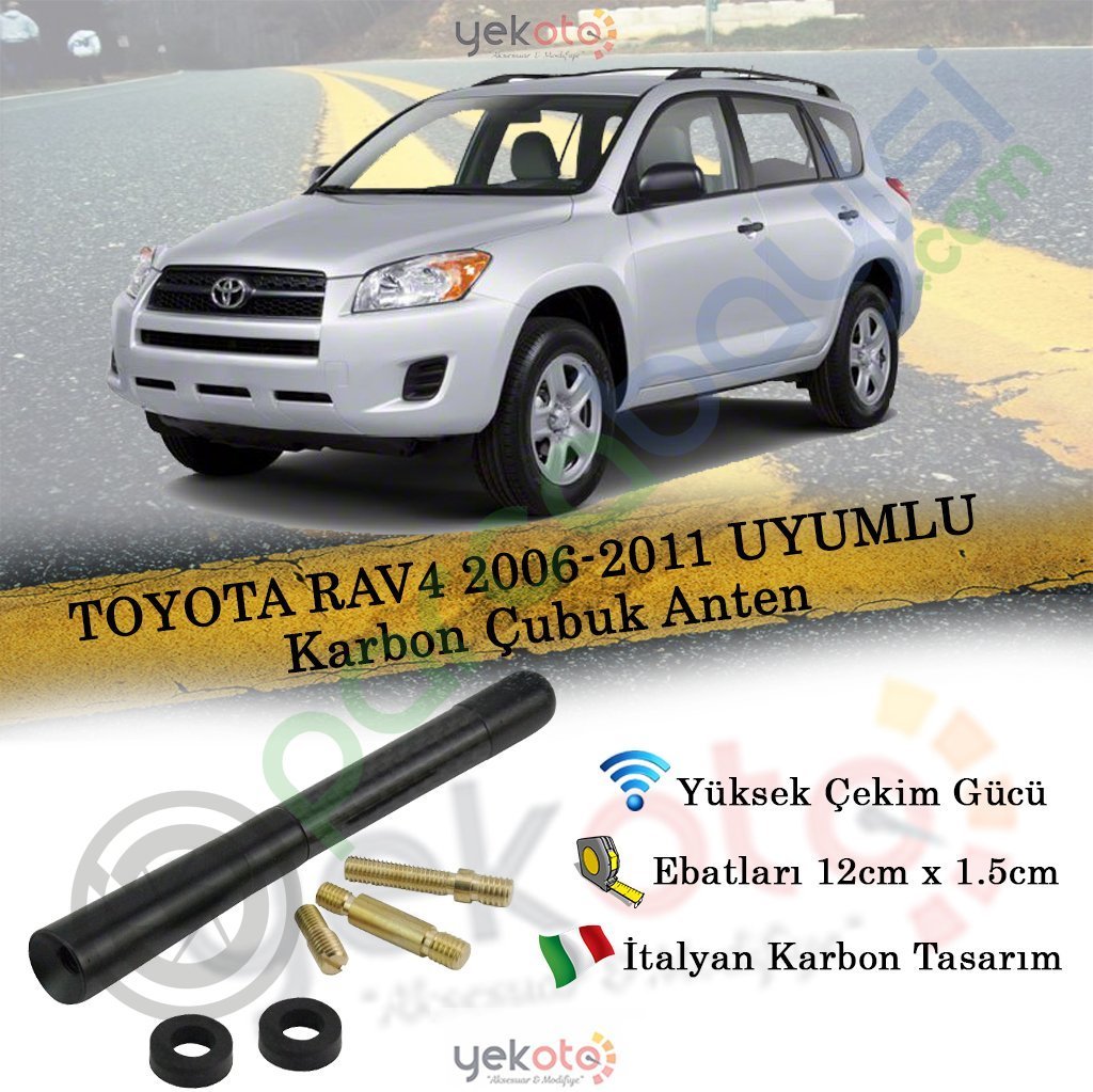 Toyota Rav4 2006-2011 Arası Uyumlu Karbon Fiber Oto Radio Anteni Çubuk Anten