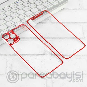 İPhone 11 Pro Max Metal Çerçeve Ön Arka 3D Full Tempered Cam Koruyucu