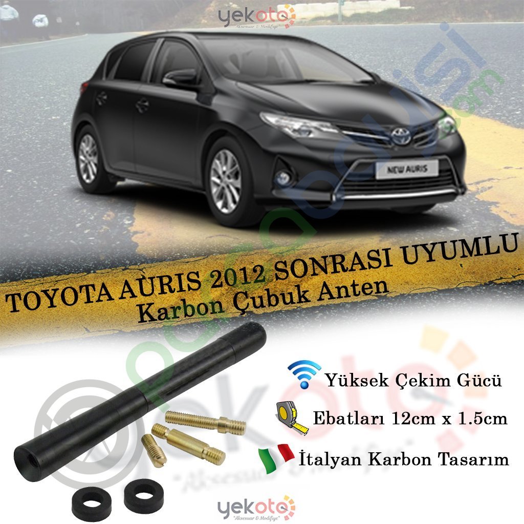 Toyota Auris 2012 Sonrası Uyumlu Karbon Fiber Oto Radio Anteni Çubuk Anten