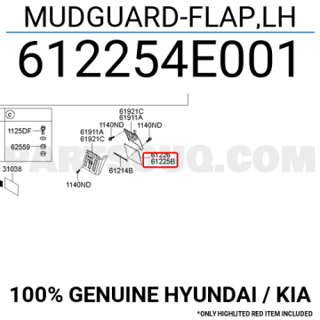 Kia Bongo Arka Teker Davlumbaz Paçalığı Sol Orijinal | 612254E001