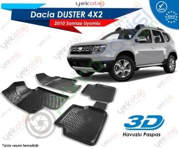 Dacia Duster 4X2 2010 Sonrası Uyumlu Araca Özel 3D Havuzlu Paspas Siyah