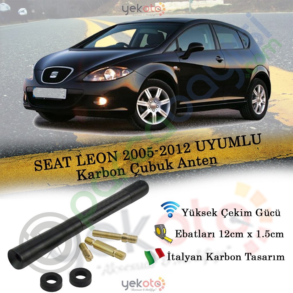 Seat Leon 2005-2012 Arası Uyumlu Karbon Fiber Oto Radio Anteni Çubuk Anten