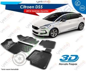 Citroen Ds5 2012 Sonrası Uyumlu Araca Özel 3D Havuzlu Paspas Siyah