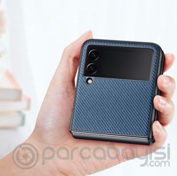 Dux Ducis Fino Serisi Samsung Galaxy Z Flip3 Kılıf Premium Dokuma Silikon Kılıf