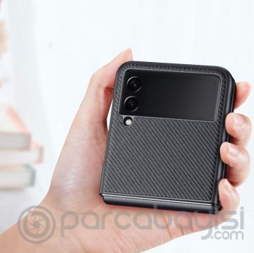 Dux Ducis Fino Serisi Samsung Galaxy Z Flip3 Kılıf Premium Dokuma Silikon Kılıf