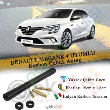 Renault Megane 4 Uyumlu Karbon Fiber Oto Radio Anteni Çubuk Anten