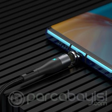 Baseus Zinc Safe Manyetik Usb Kablo Şarj Usb Type C Başlık 3.0A 1Metre
