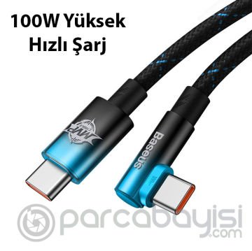 Baseus MVP 2 Elbow 100W Type-C to Type-C Ultra Hızlı Şarj ve Data Kablosu 2m