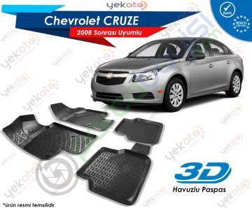 Chevrolet Cruze 2008 Sonrası Uyumlu Araca Özel 3D Havuzlu Paspas Siyah
