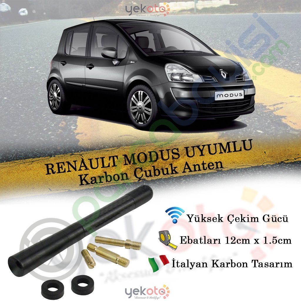 Renault Modus Uyumlu Karbon Fiber Oto Radio Anteni Çubuk Anten