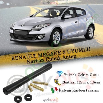 Renault Megane 3 Uyumlu Karbon Fiber Oto Radio Anteni Çubuk Anten