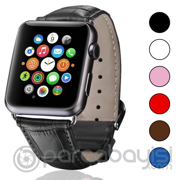 Ally Apple Watch 7-8 41mm 6-5-4 40mm Deri Kordon Kayış Crocodile 3-2-1 38mm