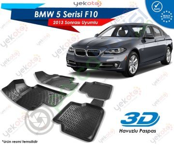 Bmw 5 F10 2013 Sonrası Uyumlu Araca Özel 3D Havuzlu Paspas Siyah