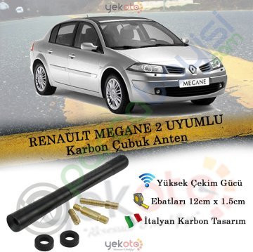 Renault Megane 2 Uyumlu Karbon Fiber Oto Radio Anteni Çubuk Anten