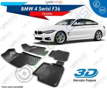 Bmw 4 Serisi F36 Uyumlu Araca Özel 3D Havuzlu Paspas Siyah