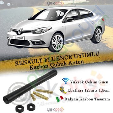 Renault Fluence Uyumlu Karbon Fiber Oto Radio Anteni Çubuk Anten