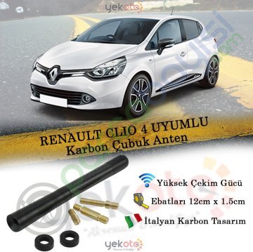 Renault Clıo 4 Uyumlu Karbon Fiber Oto Radio Anteni Çubuk Anten