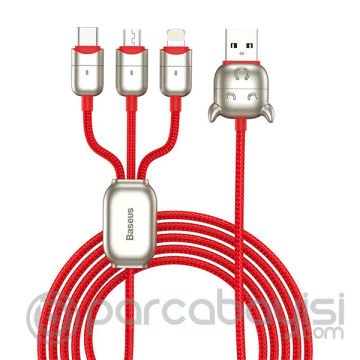 Baseus Ox Year Zodiac Type-C,İphone,Micro Usb 3in1 Çoklu Başlık Usb Şarj Kablosu 480Mbps