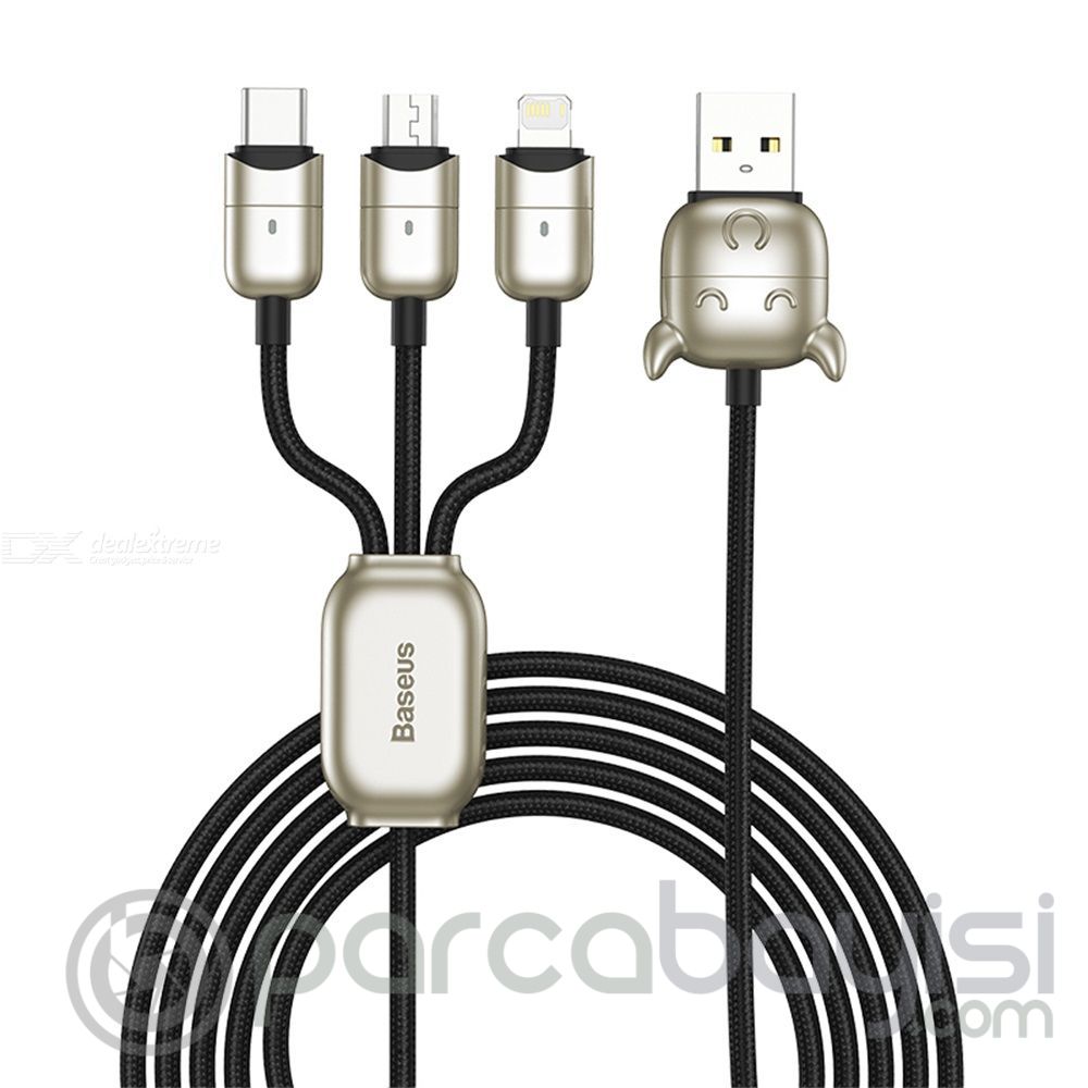 Baseus Ox Year Zodiac Type-C,İphone,Micro Usb 3in1 Çoklu Başlık Usb Şarj Kablosu 480Mbps