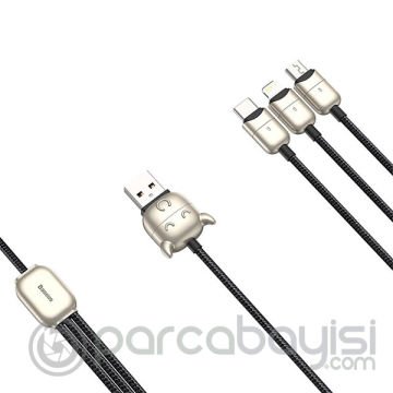 Baseus Ox Year Zodiac Type-C,İphone,Micro Usb 3in1 Çoklu Başlık Usb Şarj Kablosu 480Mbps