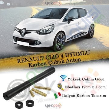 Renault Clıo 4 Uyumlu Karbon Fiber Oto Radio Anteni Çubuk Anten