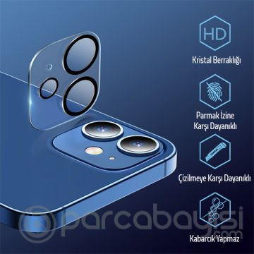 ALLY İPhone 12 Mini 3D Full Tempered Glass Cam Kamera Koruyucu