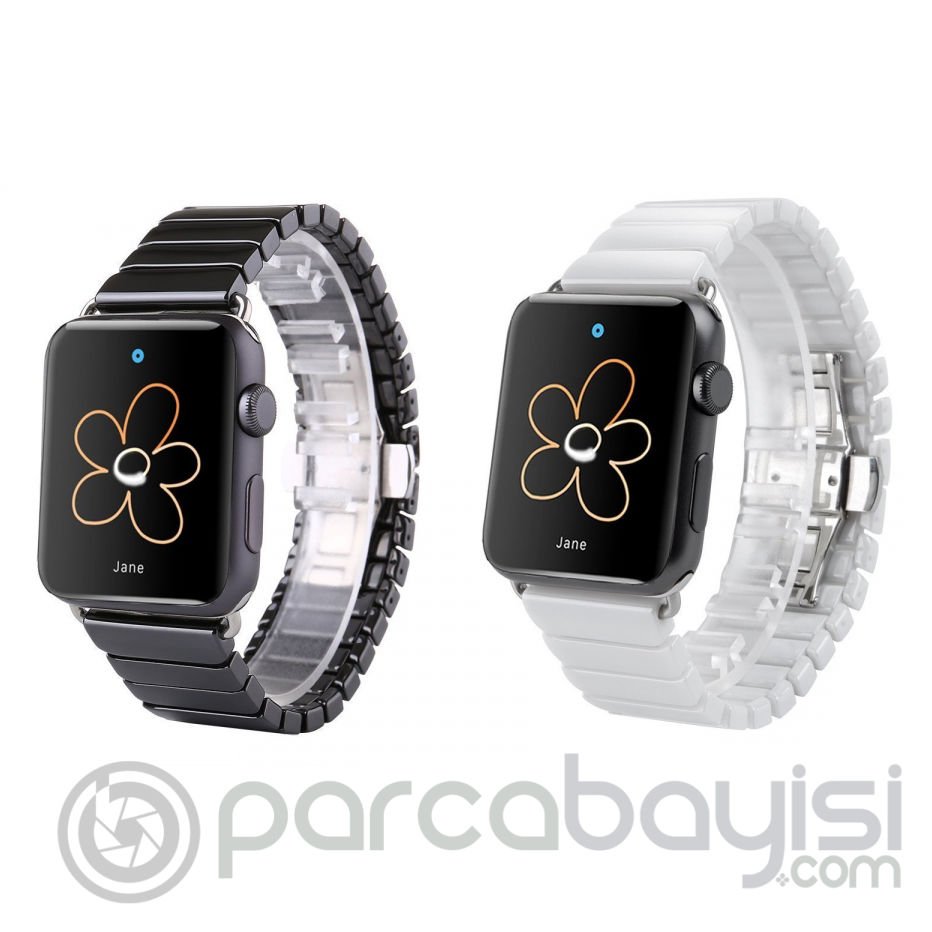 Ally Apple Watch 7-8 41mm 6-5-4 40mm Kayış Kordon Seramik Metal 3-2-1 38mm