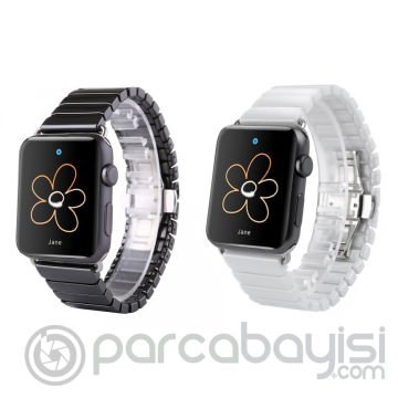 Ally Apple Watch 7-8 41mm 6-5-4 40mm Kayış Kordon Seramik Metal 3-2-1 38mm
