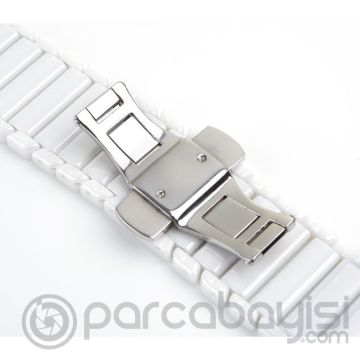 Ally Apple Watch 7-8 41mm 6-5-4 40mm Kayış Kordon Seramik Metal 3-2-1 38mm