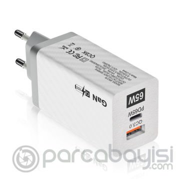 ALLY PD 65W GaN USB + Type-C Hızlı Şarj Başlığı Şarj Aleti