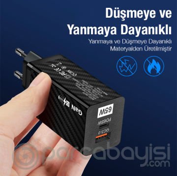 ALLY PD 65W GaN USB + Type-C Hızlı Şarj Başlığı Şarj Aleti