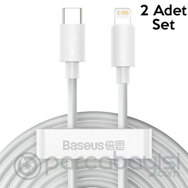 Baseus PD 20W İPhone 14-13-12,11 USB-C to Lightning Şarj Kablosu 2 Adet Set 1.5m