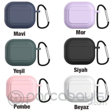 Ally Apple AirPods 3 için Kancalı Ultra İnce Silikon Kulaklık Kılıfı