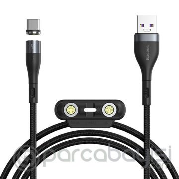 Baseus Safe Fast 5A Hızlı Şarj Mıknatıslı Usb Şarj Kablosu 3 Başlık（iPhone+Type-C+Micro）1m