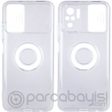 Ally Xiaomi Redmi Note 10 - 10s Kılıf Sürgülü Kamera Lens Korumalı Yüzük Standlı Silikon Kılıf