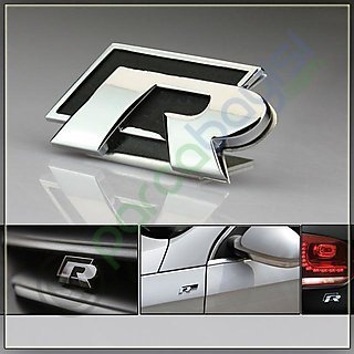 R Siyah Metal 3D Amblem Logo Orjinal Kalite
