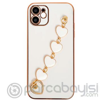 Ally iPhone 11 6.1inç Kılıf Kalp Bileklik Tutuculu Lüx Silikon Askılı Kılıf
