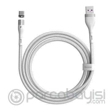 Baseus Zinc Safe Manyetik Usb Kablo Şarj Usb Type C Başlık 5.0A 1Metre