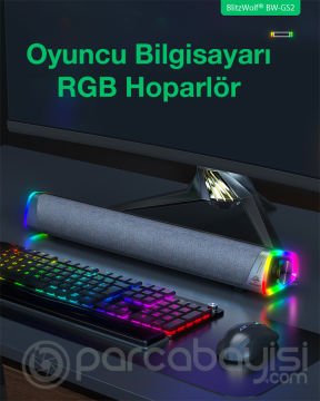 BlitzWolf BW-GS2 RGB Renkli Işıklı Oyuncu Bilgisayar Hoparlörü