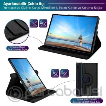 SM GalaxyTab S7 2020 12.4 (T970-T975-T976) 360 Derece Döner Standlı Kılıf