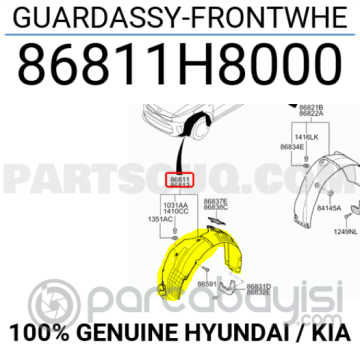 Kia Rio Ön Çamurluk İç Davlumbaz Sol Orjinal | 86811H8000