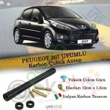 Peugeot 207 Uyumlu Karbon Fiber Oto Radio Anteni Çubuk Anten