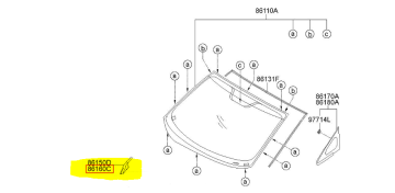 Kia Rio Ön Cam Üst Bakaliti Sağ Orjinal | 861541W010