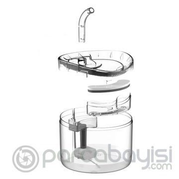 Ezere WF060 Sensörlü Kedi ve Köpek için Pipetli Su Şeffaf Çeşmesi Pınarı 2 Litre