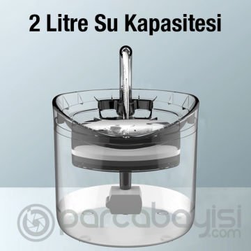 Ezere WF060 Sensörlü Kedi ve Köpek için Pipetli Su Şeffaf Çeşmesi Pınarı 2 Litre