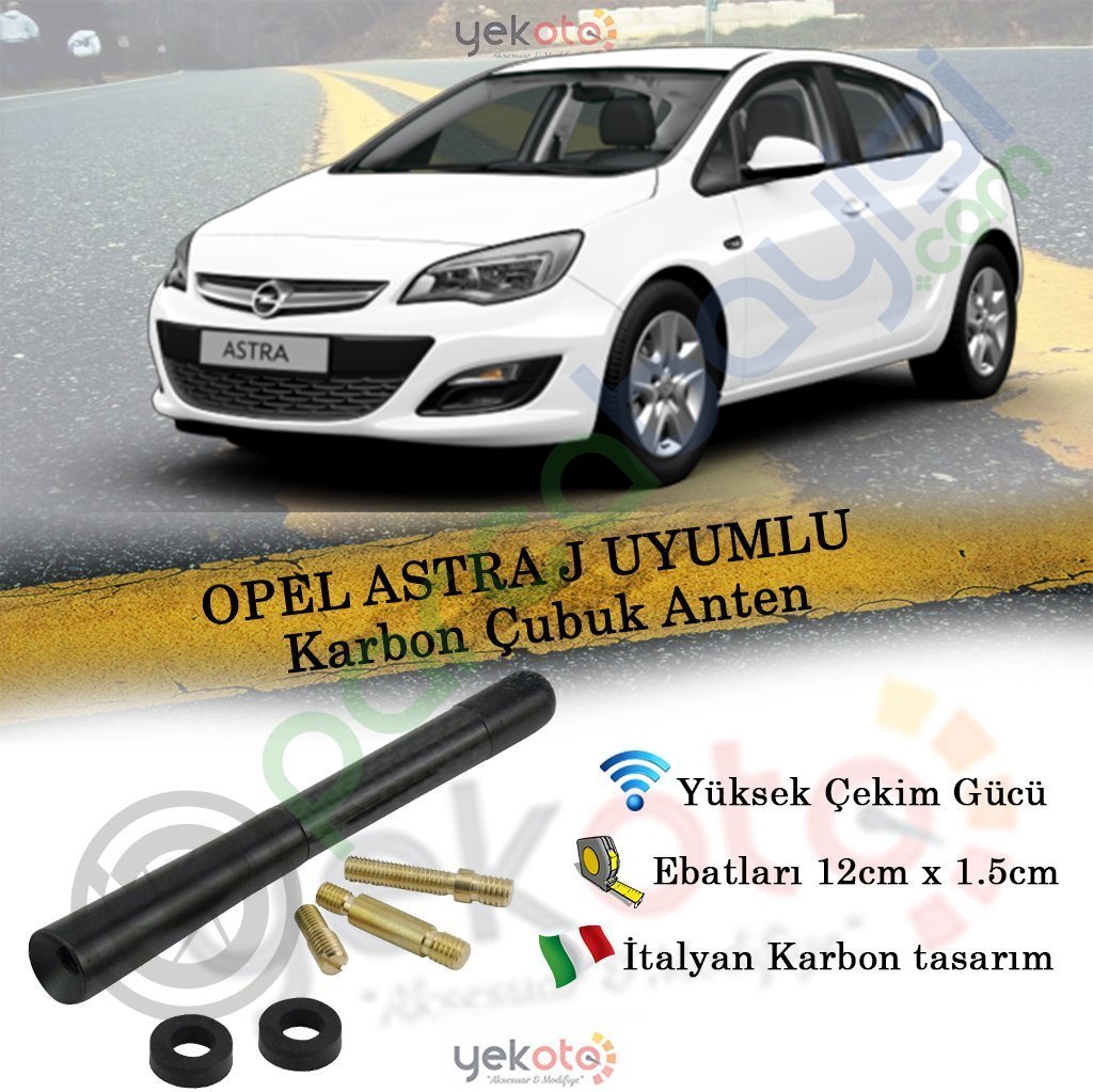 Opel Astra J Uyumlu Karbon Fiber Oto Radio Anteni Çubuk Anten
