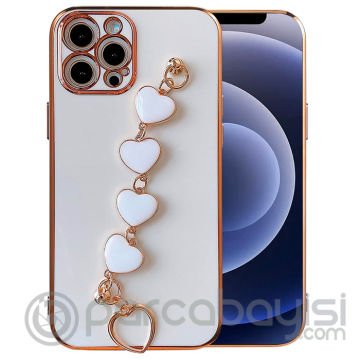 Ally iPhone 13 Pro 6.1inç Kılıf Kalp Bileklik Tutuculu Lüx Silikon Askılı Kılıf