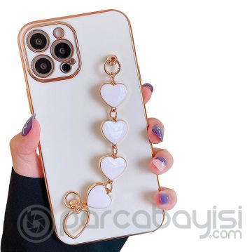 Ally iPhone 13 Pro 6.1inç Kılıf Kalp Bileklik Tutuculu Lüx Silikon Askılı Kılıf