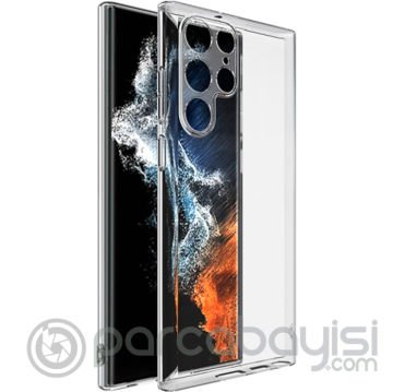 ALLY Samsung Galaxy S22 Ultra Kılıf Kamera Korumalı Ultra İnce Şeffaf Silikon Kılıf