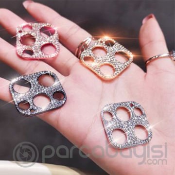 ALLY İPhone 12 Pro Max Kamera Koruyucu Lens Diamond Taş İşlemeli